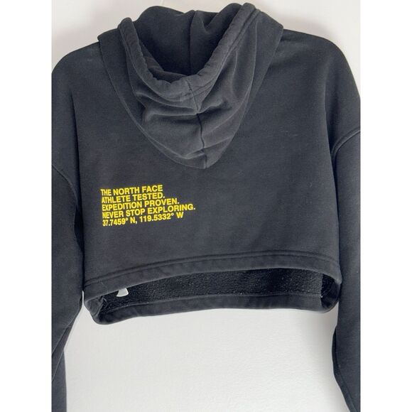 The North Face Womens Cropped Hoodie Black Yellow Cozy Preppy Outdoor Medium - Picture 8 of 13